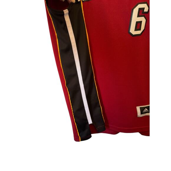 Adidas Miami Heat Lebron James #6 Red Stitched Jersey - Authentic - XL Length +2 - Picture 5 of 11